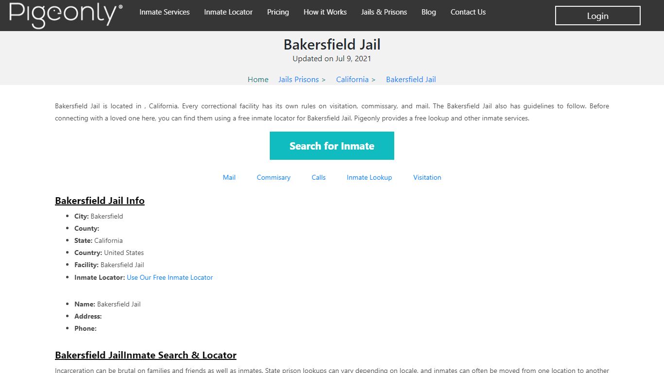 Bakersfield Jail Inmate Lookup | California - Pigeonly